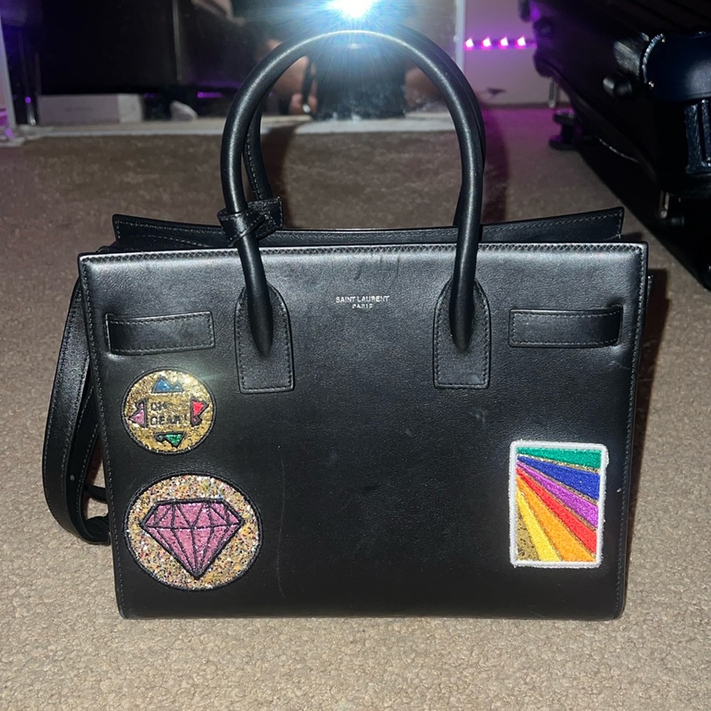 Saint Laurent Sac De Jour bag with patches